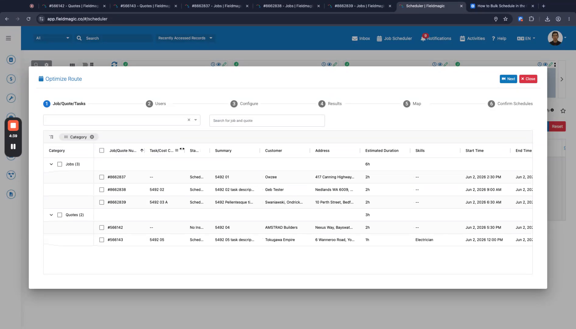 How to Optimize Route in Scheduler - step 1