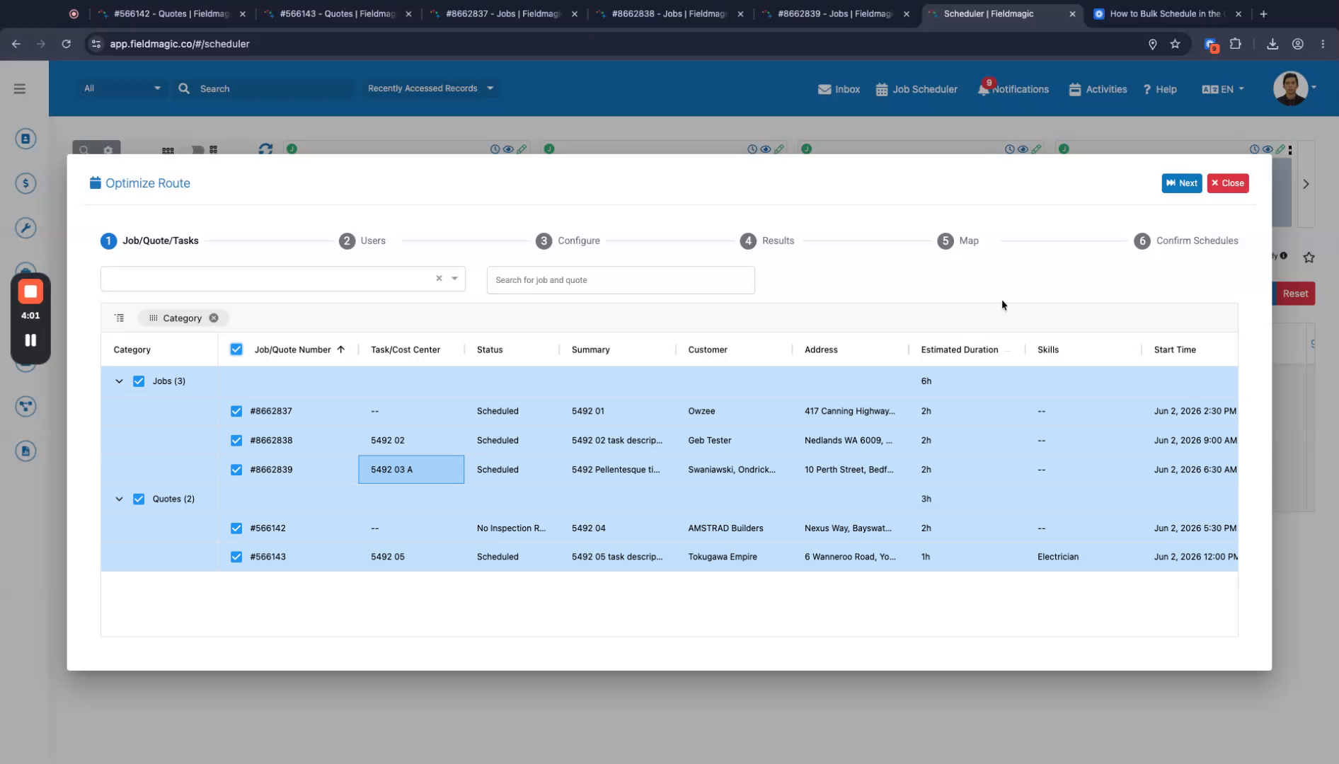 How to Optimize Route in Scheduler - step 4