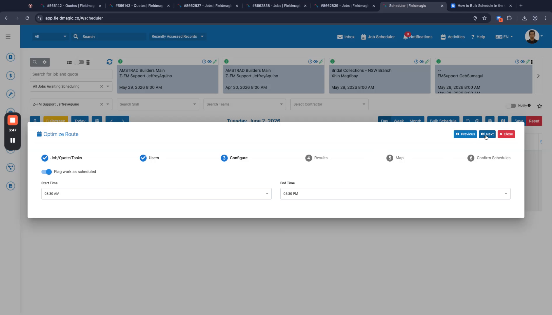 How to Optimize Route in Scheduler - step 5