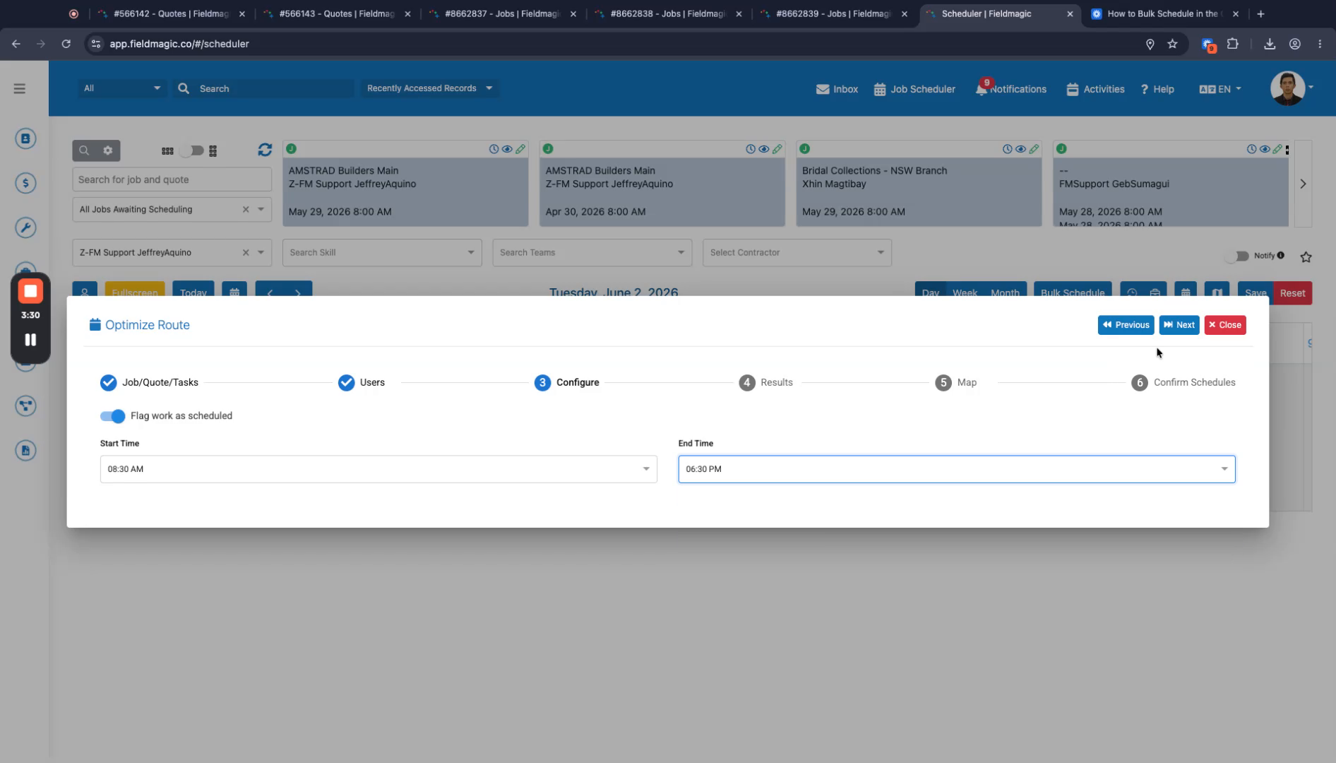 How to Optimize Route in Scheduler - step 6